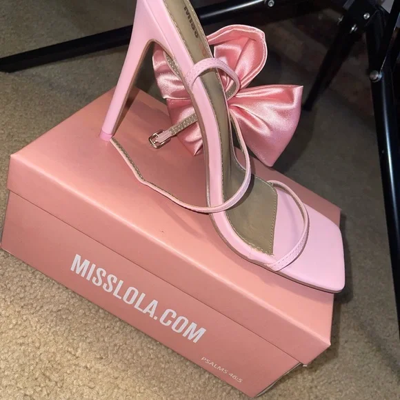 Miss Lola Blush Pink Strappy Heels - Picture 1 of 4